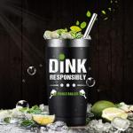 Fufandi Pickleball Gifts - Pickle Ball Dink Responsibly - Christmas, Birthday Gifts for Men, Women, Pickleball Lovers, Player Coach - Pickle Ball Tumbler Cup 20oz