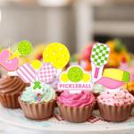 48Pcs Pickleball Theme Cupcake Toppers Pickleball Birthday Party Decorations for Girls Women Pink Pickleball Party Cake Cupcake Decorations for Sport Theme Birthday Party Baby Shower Supplies