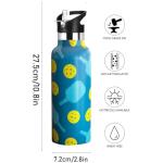 Bofemgt Pickleball Sport Water Bottle with Straw, Vacuum Insulated Stainless Steel Thermal Drinking Travel Mug Cups For Gym Fitness Camping-20oz/600ml