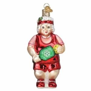 Old World Christmas Pickleball Mrs. Claus Glass Blown Ornament for Christmas Tree, Handcrafted Holiday Decoration, Mrs. Claus Collection