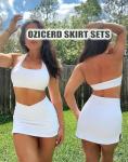 OZICERD Two Piece Tennis Skirt Sets for Women 2 Piece Mini Skirt Set Going Out Golf Skort Athletic Skirt Pickleball Outfit White XS