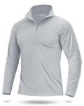 Boladeci Mens Athletic Shirts UPF 50 Uv Protection Clothing Shirts for Men Pullover Golf Grey Quarter Zip Pickleball Shirts for Men 1/4 Zip Pullover Quick Dry Lightweight Long Sleeve Fishing