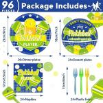96pcs Pickleball Party Decorations Supplies Pickleball Player Themed Sports Birthday Party Disposable Plates Napkins Set for Baby Shower Brithday Party Decorations Favors Serve 24