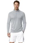 Boladeci Mens Athletic Shirts UPF 50 Uv Protection Clothing Shirts for Men Pullover Golf Grey Quarter Zip Pickleball Shirts for Men 1/4 Zip Pullover Quick Dry Lightweight Long Sleeve Fishing