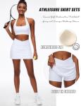 OZICERD Two Piece Tennis Skirt Sets for Women 2 Piece Mini Skirt Set Going Out Golf Skort Athletic Skirt Pickleball Outfit White XS