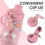 xiiai Pickleball 34oz Water Bottle with Spout Lid, Insulated Stainless Steel Travel Cup, Double Wall Vacuum Tumbler for Women Girls Ladies, Birthday Christmas Gift for Pickleball Lovers (1 pc)