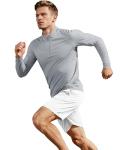 Boladeci Mens Athletic Shirts UPF 50 Uv Protection Clothing Shirts for Men Pullover Golf Grey Quarter Zip Pickleball Shirts for Men 1/4 Zip Pullover Quick Dry Lightweight Long Sleeve Fishing