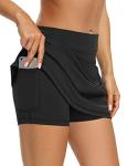 LouKeith Tennis Skirts for Women Golf Athletic Activewear Skorts Mini Summer Workout Running Shorts with Pockets Black M