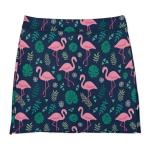 Foruidec Pink Flamingos with Tropical Plants Women's Tennis Skirt with Shorts High Waisted Skort with Pocket Double Layer for Golf Running Workout Pickleball 4XL