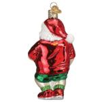 Old World Christmas Pickleball Santa Glass Blown Ornament for Christmas Tree, Handcrafted Holiday Decoration, Santa Collection