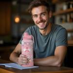 xiiai Pickleball 34oz Water Bottle with Spout Lid, Insulated Stainless Steel Travel Cup, Double Wall Vacuum Tumbler for Women Girls Ladies, Birthday Christmas Gift for Pickleball Lovers (1 pc)