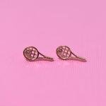 Tennis & Pickleball Earrings – Sporty Jewelry – Lightweight Gift Earrings for Tennis & Pickleball Players, Coaches & Fans – Tennis Gifts, Pickleball Gifts (Tennis Racquet Rose Gold)