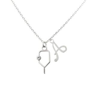 Personalized Pickleball Initial Necklace, Custom Pickleball Paddle Pendant, Pickleball Player Gift, Womens Pickleball Jewelry