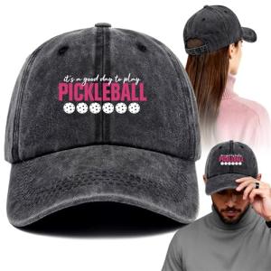 Pickleball Hat Funny Printed Cotton Baseball Cap Adjustable Retro Washed Lightweight and Breathable Unisex Outdoor Sport Sun Hat, Gifts for Pickleball Lover, Players Man Woman Friend Bestie Coworker