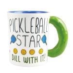 Enesco Our Name is Mud Pickleball Star Dill with it Sculpted Handle Coffee Mug, 16 Ounce, Multicolor