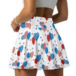 Jekioweii Womens Tennis Skirt 4th of July High Waisted Pleated Golf Skirts with Pockets Shorts USA Flag Stars Heart Balloon Print Ruffle Workout Pickleball Athletic Skorts Lightweight Golf Clothes