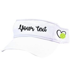 Distinct Headwear Pickleball Custom Text Name Nickname Team Visor, Embroidered Handmade, Present Clothing Hat, Player Wife Mom Team Tournamen, Personalized Monogrammed Birthday Mother's Day White