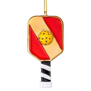JOYIN Christmas Pickleball Paddle Glass Small Ornament, Blown Mini Christmas Pickleball Decor for Tree Hanging Outdoor Decorations Indoor, Xmas Gifts Party Favors