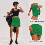 Ekouaer Golf Skirts for Woman with Pockets Silicone Grippers Tennis Skirt Inner Shorts Athletic Pickleball Running Skort,Green Medium