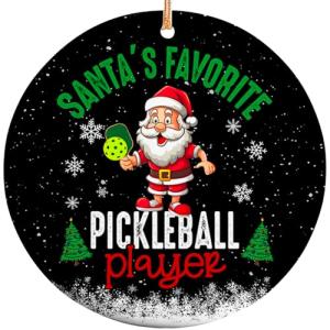 Sportyzen 2025 Christmas Ornament - Santa's Favorite Pickleball Player Ceramic Ornament, Tree Decor Gifts for Picklebal Player, Gift-Ready Keepsake for Pickleball Enthusiasts, Family, Friends