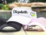 Distinct Headwear Pickleball Custom Text Name Nickname Team Visor, Embroidered Handmade, Present Clothing Hat, Player Wife Mom Team Tournamen, Personalized Monogrammed Birthday Mother's Day White