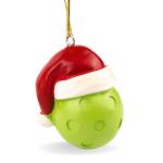 Needzo Pickleball Christmas Ornament, Festive Holiday Tree Decoration, Pickle Ball Lover Gift, 2.5 Inches (Yellow with Santa Hat)