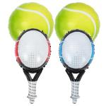 Atpata Funky Tennis Theme Party Set 25" Red & Blue Tennis Racket Balloons & Tennis Ball Balloons (2pcs) Sports Decorations for Tennis Pickleball Squash Players Coach Appreciation & Birthday Decor