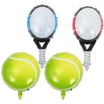 Atpata Funky Tennis Theme Party Set 25" Red & Blue Tennis Racket Balloons & Tennis Ball Balloons (2pcs) Sports Decorations for Tennis Pickleball Squash Players Coach Appreciation & Birthday Decor