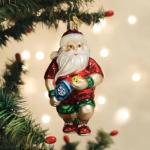 Old World Christmas Pickleball Santa Glass Blown Ornament for Christmas Tree, Handcrafted Holiday Decoration, Santa Collection