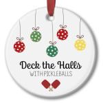 SOL VIBES Pickleball Ornament for Christmas Tree Decor, Xmas Hanging Ornaments, Deck The Halls Gifts for Pickleball Lover and Sport Lovers