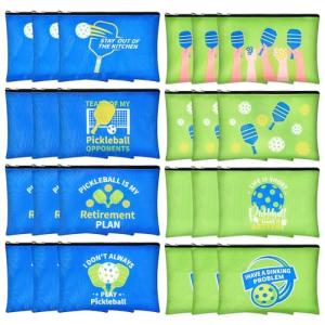 24 Pcs Pickleball Makeup Bags Bulk Pickleball Gifts for Women, Dink Ball Sport Cosmetic Pouch Bag Party Favors Supplies, Pickle Ball Accessories Travel Organizer Zipper Pouch Sport Lovers Gifts (Blue)