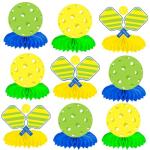 9pcs Pickleball Party Honeycomb Centerpieces Pickleball Birthday Party Decorations Pickleball Themed Table Decorations for Sport Themed Birthday Party Baby Shower Supplies