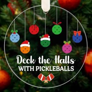 Haooryx Pickleball Christmas Tree Ornament - 1Pc Christmas Decorative Hanging Ornament Pickleball Xmas Tree Home Party Decor Decoration Winter Wonderland Shatterproof Hanging Balls Thank You Gifts