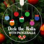 Haooryx Pickleball Christmas Tree Ornament - 1Pc Christmas Decorative Hanging Ornament Pickleball Xmas Tree Home Party Decor Decoration Winter Wonderland Shatterproof Hanging Balls Thank You Gifts