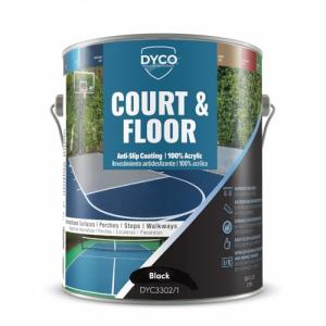DYCO Court & Floor Anti-Slip Coating - Slip-Resistant Pavement, Cement & Concrete Paint for Pickleball, Tennis & Basketball Courts, Exceeds ADA Standards for Safety Areas (Black, 1 Gallon)