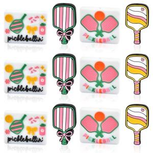 WOZADU 12 PCS Pickleball Theme Silicone Focal Beads for Pens, Beads Bulk for Keychain Bracelet Necklace Making, Handmade Crafts Supplies