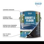 DYCO Court & Floor Anti-Slip Coating - Slip-Resistant Pavement, Cement & Concrete Paint for Pickleball, Tennis & Basketball Courts, Exceeds ADA Standards for Safety Areas (Black, 1 Gallon)