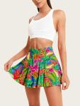 VOTUGUBY Women's Tennis Skirt Pleated Athletic Skirt with Shorts Pocket High Waisted Tropical Plants Golf Skort for Workout Pickleball M