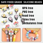 WOZADU 12 PCS Pickleball Theme Silicone Focal Beads for Pens, Beads Bulk for Keychain Bracelet Necklace Making, Handmade Crafts Supplies