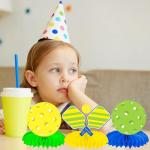 9pcs Pickleball Party Honeycomb Centerpieces Pickleball Birthday Party Decorations Pickleball Themed Table Decorations for Sport Themed Birthday Party Baby Shower Supplies