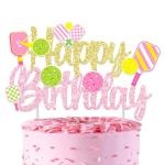 Pickleball Birthday Party Cake Topper Gold and Pink Glitter Happy Birthday Cake Topper for Girls Pickleball Theme Birthday Party Decorations for Pickleball Player Birthday Party Baby Shower Supplies