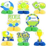 Cheereveal 8 Pieces Pickleball Honeycomb Centerpieces, Just One More Game/Life is Short Play/Just Dink It Table Toppers, Pickball Birthday or Retirement Party Decoration Supplies