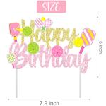 Pickleball Birthday Party Cake Topper Gold and Pink Glitter Happy Birthday Cake Topper for Girls Pickleball Theme Birthday Party Decorations for Pickleball Player Birthday Party Baby Shower Supplies