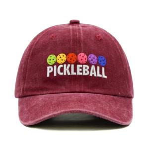Wodeal Pickleball Hat for Women Men, Adjustable Embroidered Washed Pickleball Baseball Cap for Pickleball Lovers Burgundy