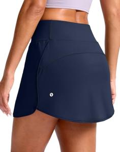 SANTINY Skorts for Women with Pockets High Waisted A Line Golf Skirts Athletic Tennis Skirt for Casual Pickleball (Navy_XS)
