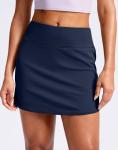 SANTINY Skorts for Women with Pockets High Waisted A Line Golf Skirts Athletic Tennis Skirt for Casual Pickleball (Navy_XS)