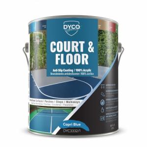DYCO Court & Floor Anti-Slip Coating - Slip-Resistant Pavement, Cement & Concrete Paint for Pickleball, Tennis & Basketball Courts, Exceeds ADA Standards for Safety Areas (Capri Blue, 1 Gallon)
