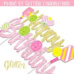 Pickleball Birthday Party Cake Topper Gold and Pink Glitter Happy Birthday Cake Topper for Girls Pickleball Theme Birthday Party Decorations for Pickleball Player Birthday Party Baby Shower Supplies