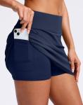 SANTINY Skorts for Women with Pockets High Waisted A Line Golf Skirts Athletic Tennis Skirt for Casual Pickleball (Navy_XS)