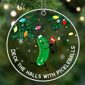 Pickleball Ornament 2025, Pickle Ornaments for Christmas Tree, Funny Acrylic Sports Ornaments, Pickleball Gifts for Women, Men, Pickle Ball Lover Gifts Ideas